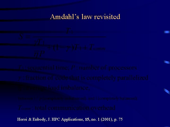 Amdahl’s law revisited Horoi & Enbody, J. HPC Applications, 15, no. 1 (2001), p. Amdahl’s law revisited Horoi & Enbody, J. HPC Applications, 15, no. 1 (2001), p.