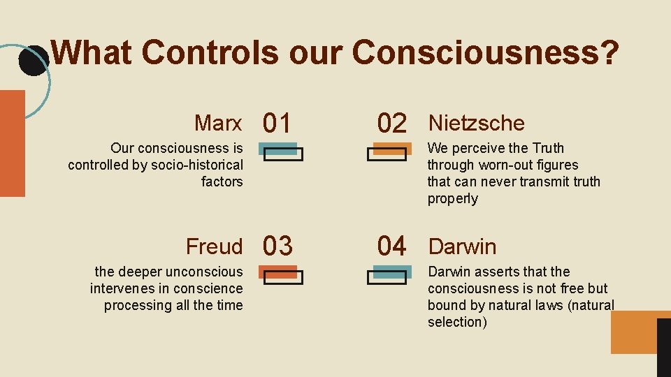 What Controls our Consciousness? Marx 01 02 Our consciousness is controlled by socio-historical factors
