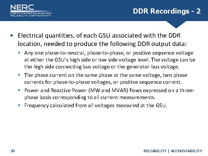 DDR Recordings - 2 • Electrical quantities, of each GSU associated with the DDR