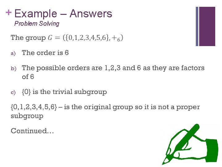 + Example – Answers Problem Solving 