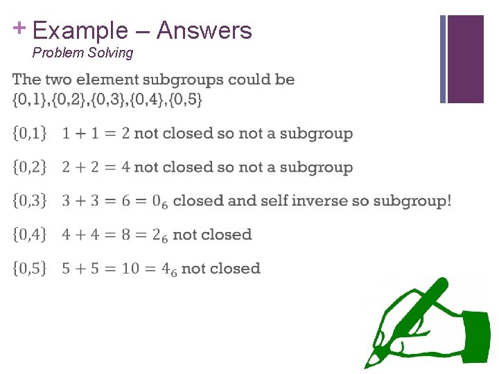 + Example – Answers Problem Solving 