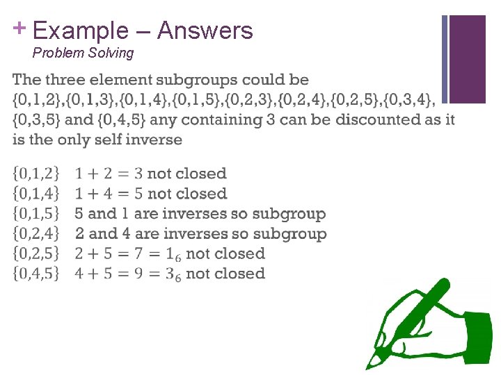 + Example – Answers Problem Solving 