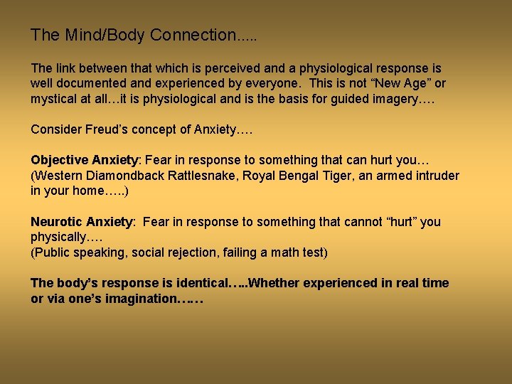 The Mind/Body Connection…. . The link between that which is perceived and a physiological