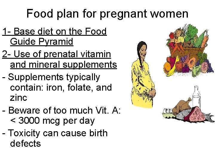 Food plan for pregnant women 1 - Base diet on the Food Guide Pyramid