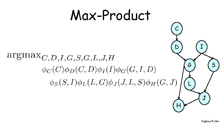 Max-Product C I D G S L H J Daphne Koller Max-Product C I D G S L H J Daphne Koller