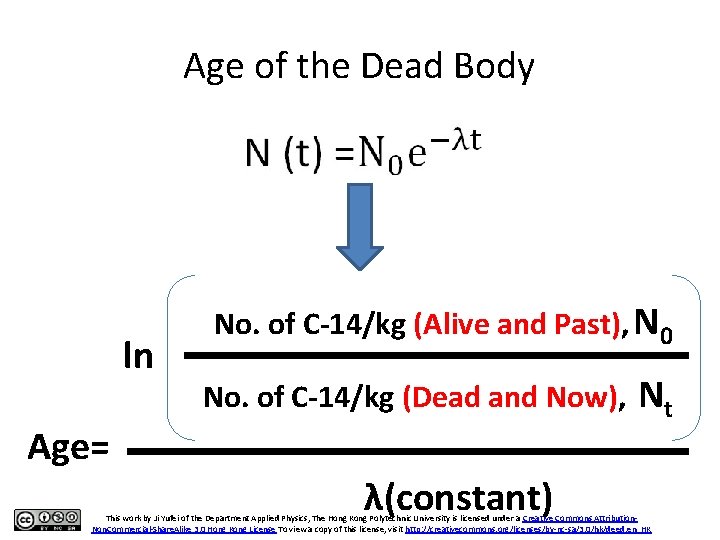 Age of the Dead Body ln No. of C-14/kg (Alive and Past), N 0