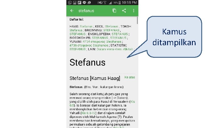 Kamus ditampilkan 