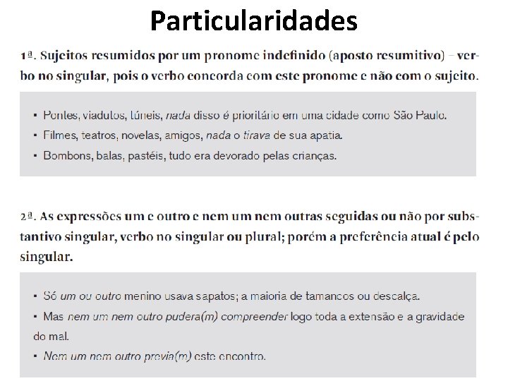 Particularidades Particularidades