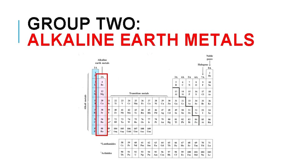 GROUP TWO: ALKALINE EARTH METALS 