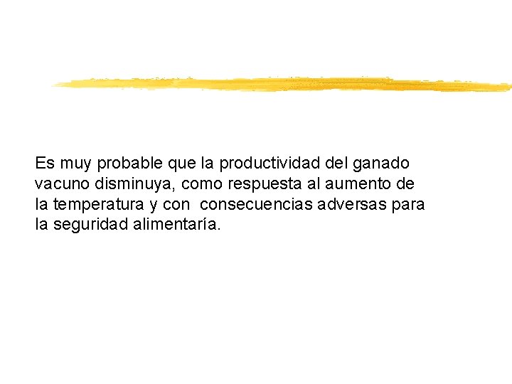 Es muy probable que la productividad del ganado vacuno disminuya, como respuesta al aumento