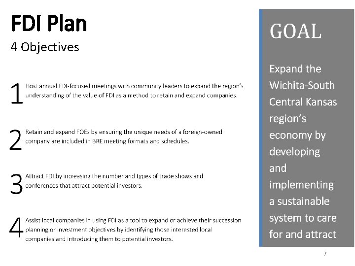 FDI Plan 4 Objectives 7 