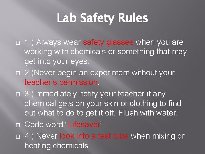 Lab Safety Whats wrong Identify 5 different safety