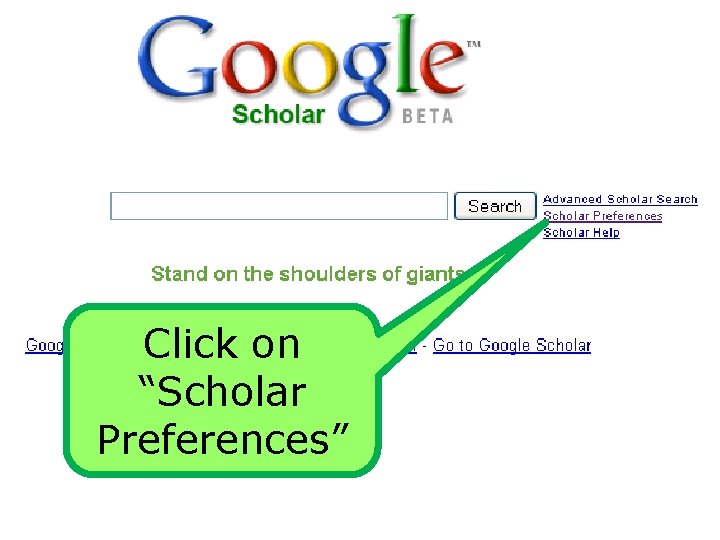 Click on “Scholar Preferences” 