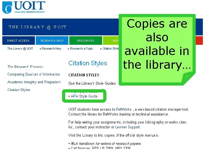 Copies are also available in the library… 