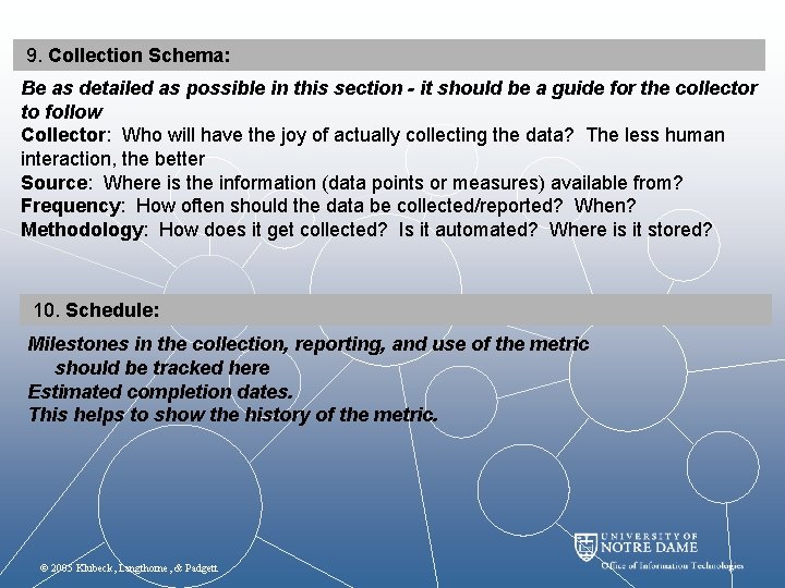 9. Collection Schema: Be as detailed as possible in this section - it should