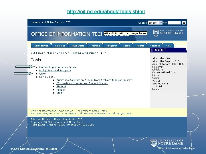 http: //oit. nd. edu/about/Tools. shtml © 2005 Klubeck, Langthorne, & Padgett 