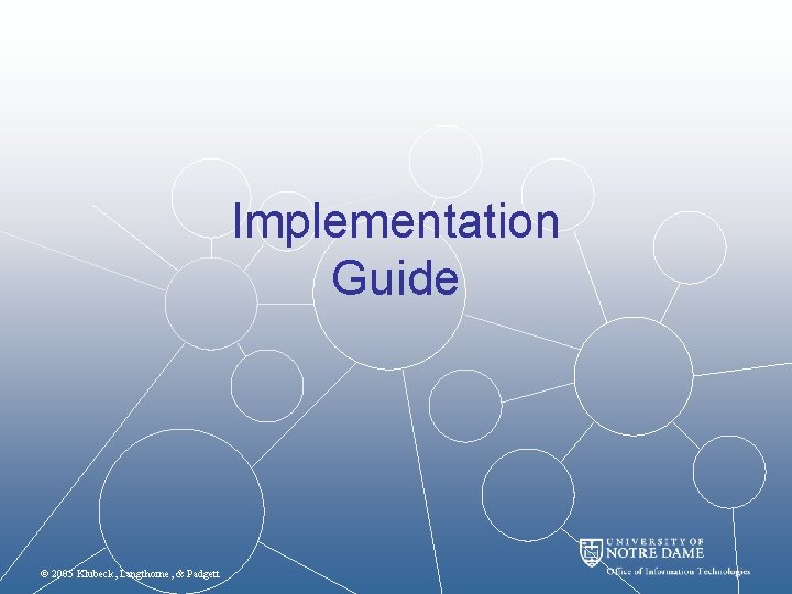 Implementation Guide © 2005 Klubeck, Langthorne, & Padgett 