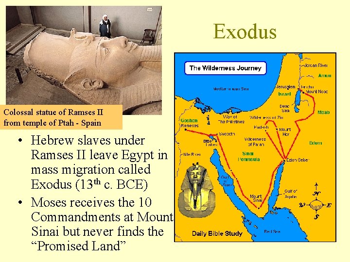 Exodus Colossal statue of Ramses II from temple of Ptah - Spain • Hebrew