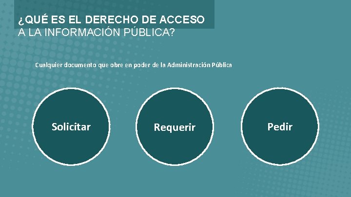 ¿QUÉ ES EL DERECHO DE ACCESO A LA INFORMACIÓN PÚBLICA? Cualquier documento que obre