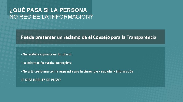 ¿QUÉ PASA SI LA PERSONA NO RECIBE LA INFORMACIÓN? Puede presentar un reclamo de