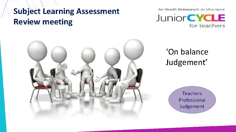 Subject Learning Assessment Review meeting ‘On balance Judgement’ Teachers Professional Judgement 