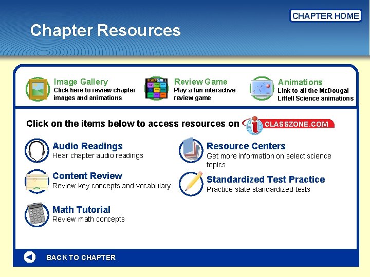 CHAPTER HOME Chapter Resources Image Gallery Review Game Click here to review chapter images