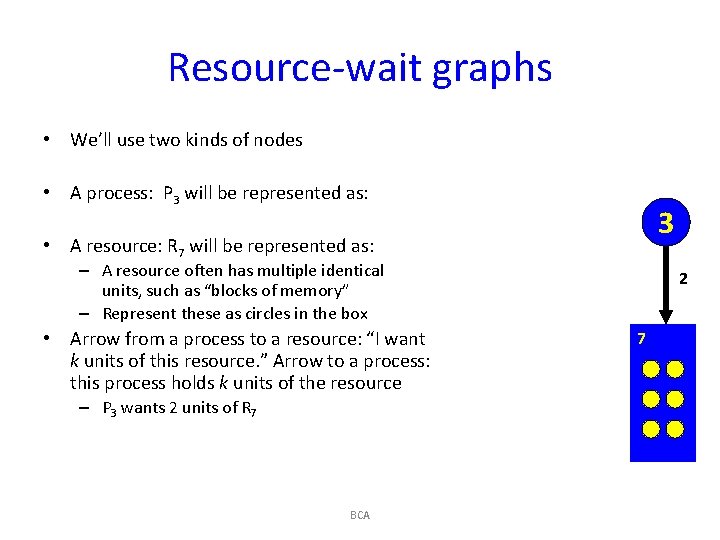 Resource-wait graphs • We’ll use two kinds of nodes • A process: P 3