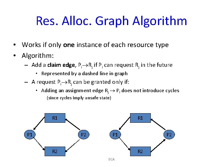 Res. Alloc. Graph Algorithm • Works if only one instance of each resource type