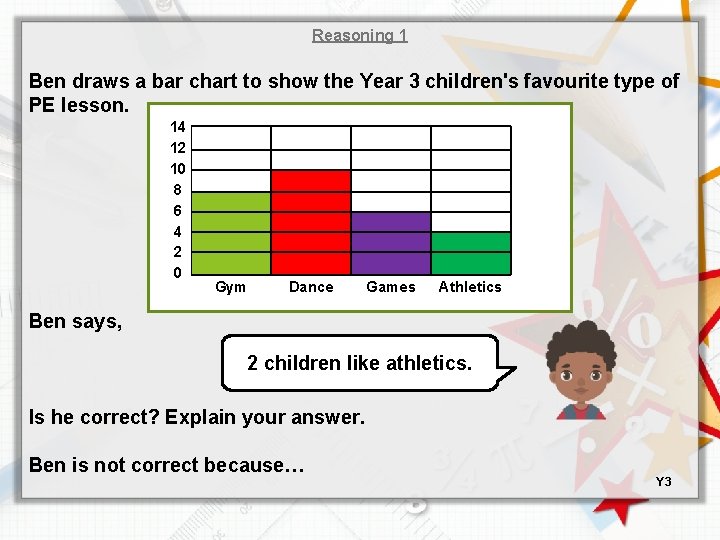 Reasoning 1 Ben draws a bar chart to show the Year 3 children's favourite