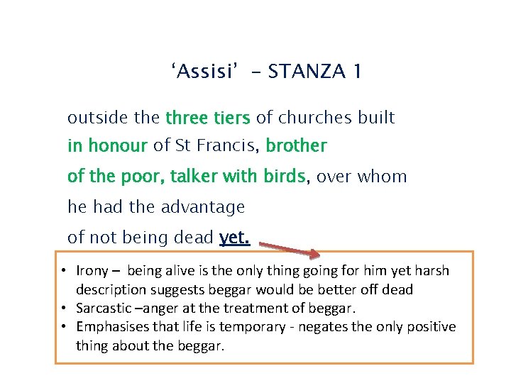 ‘Assisi’ - STANZA 1 outside three tiers of churches built in honour of St