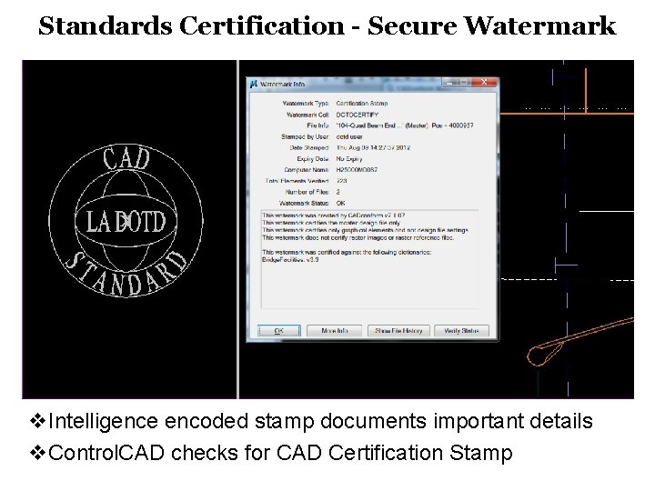 Standards Certification - Secure Watermark v. Intelligence encoded stamp documents important details v. Control.