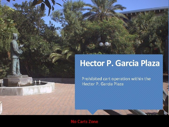 Hector P. Garcia Plaza Prohibited cart operation within the Hector P. Garcia Plaza No