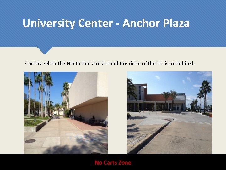 University Center - Anchor Plaza Cart travel on the North side and around the