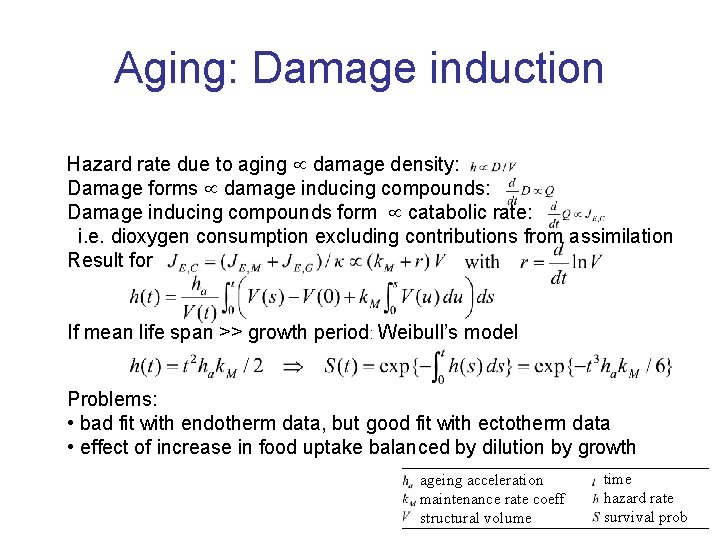 Aging: Damage induction Hazard rate due to aging damage density: Damage forms damage inducing