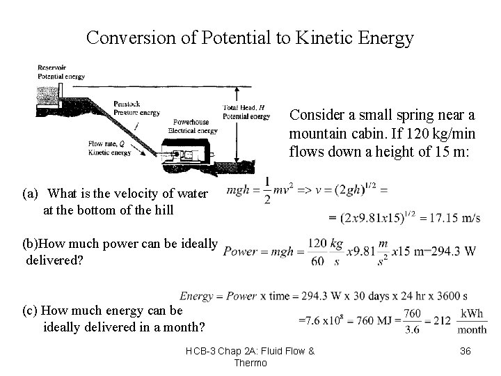 Conversion of Potential to Kinetic Energy Consider a small spring near a mountain cabin.