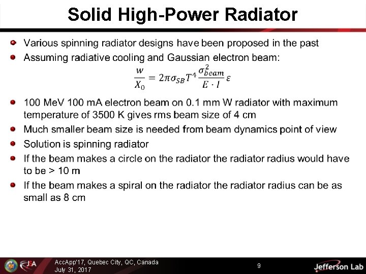 Solid High-Power Radiator Acc. App’ 17, Quebec City, QC, Canada July 31, 2017 9