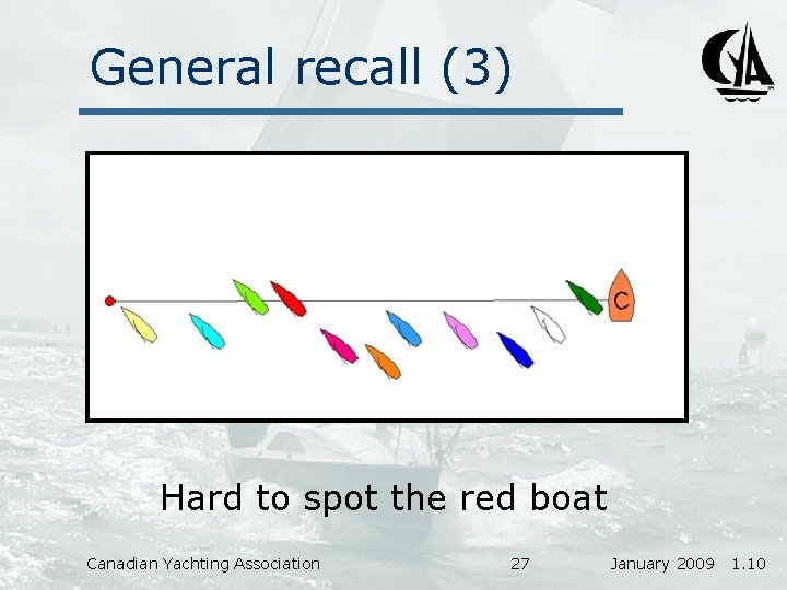 General recall (3) Hard to spot the red boat Canadian Yachting Association 27 January