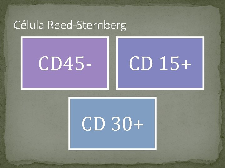 Célula Reed-Sternberg CD 45 - CD 15+ CD 30+ 