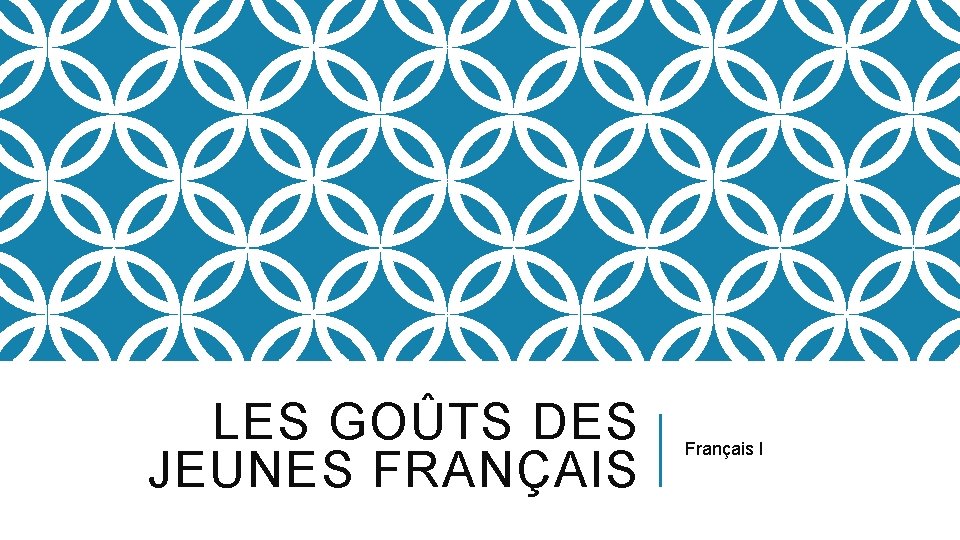 LES GOÛTS DES JEUNES FRANÇAIS Français I 