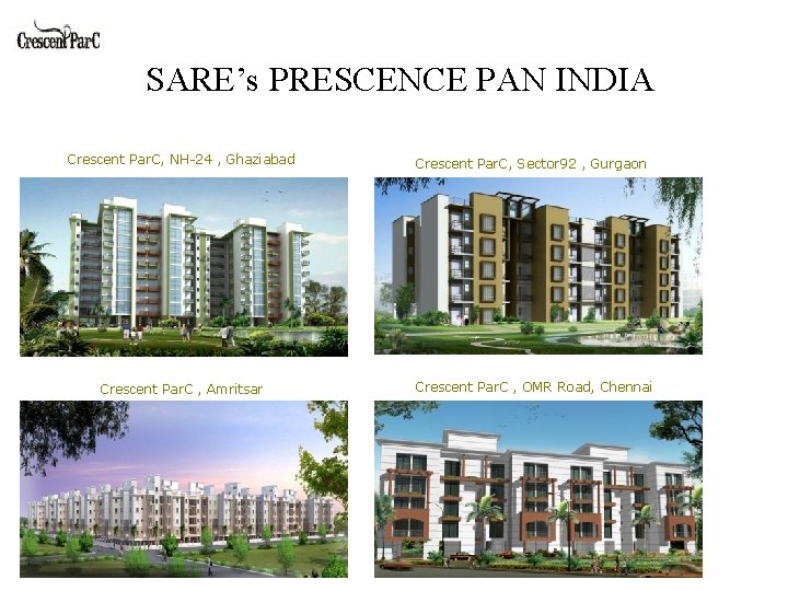SARE’s PRESCENCE PAN INDIA Crescent Par. C, NH-24 , Ghaziabad Crescent Par. C, Sector