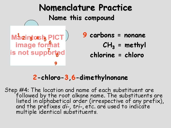 Nomenclature Practice Name this compound 1 2 3 4 5 6 7 8 9