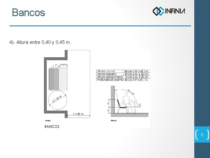 Bancos 4)- Altura entre 0, 40 y 0, 45 m. . 6 