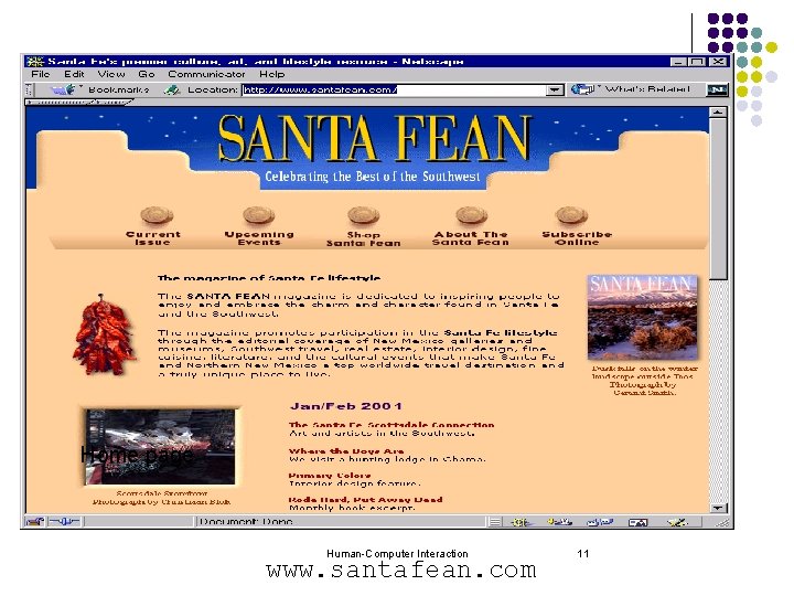 Example Home page Human-Computer Interaction www. santafean. com 11 Example Home page Human-Computer Interaction www. santafean. com 11