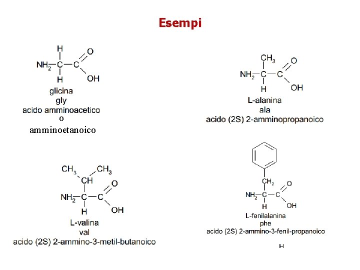 Esempi o amminoetanoico 