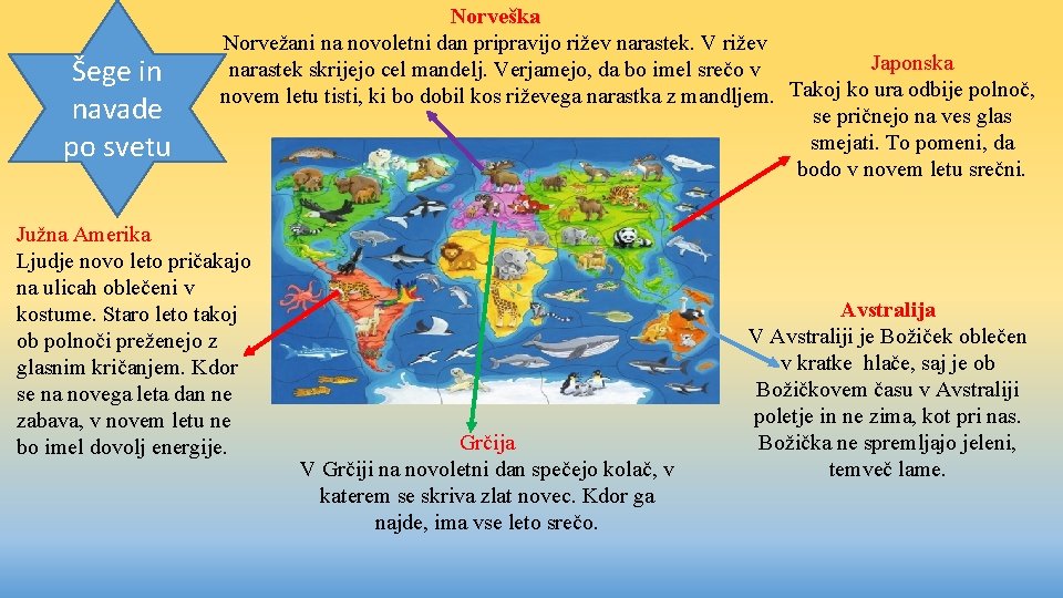 Šege in navade po svetu Norveška Norvežani na novoletni dan pripravijo rižev narastek. V