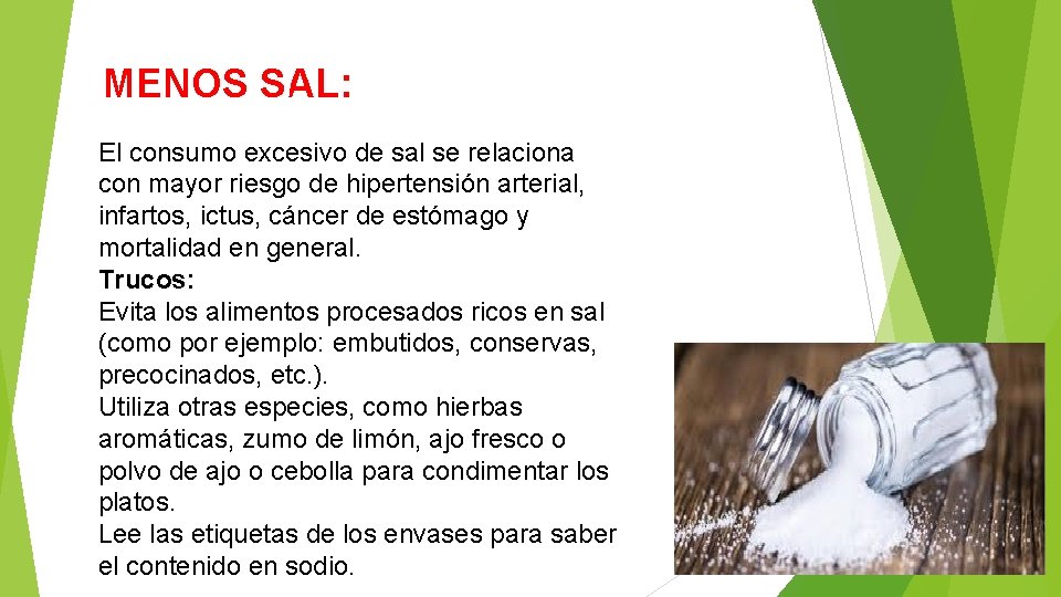 MENOS SAL: El consumo excesivo de sal se relaciona con mayor riesgo de hipertensión