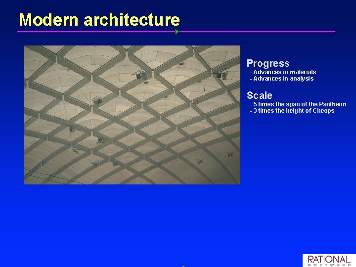 Modern architecture Progress - Advances in materials - Advances in analysis Scale - 5 Modern architecture Progress - Advances in materials - Advances in analysis Scale - 5