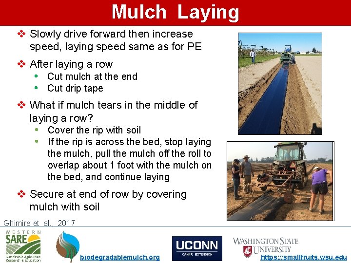 Mulch Laying v Slowly drive forward then increase speed, laying speed same as for