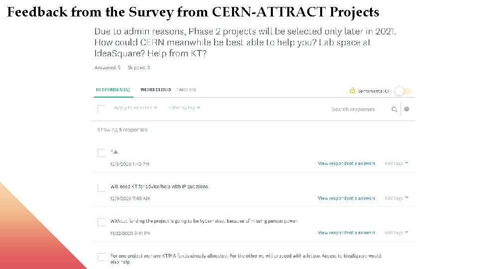 Feedback from the Survey from CERN-ATTRACT Projects 