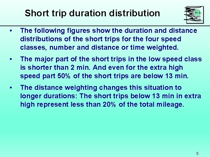 Short trip duration distribution • The following figures show the duration and distance distributions